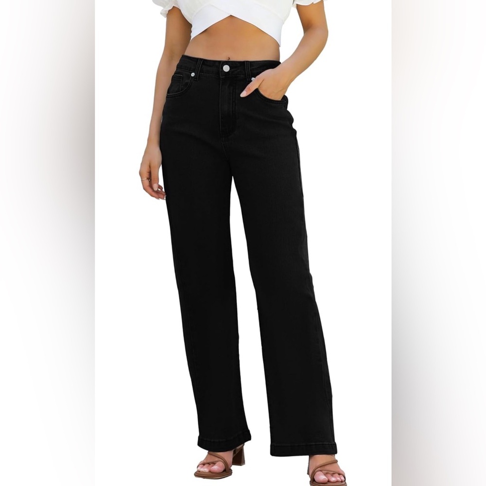 ETTELO Jeans High Waisted Straight Leg Loose Stretchy. Size:2 - Picture 6 of 16